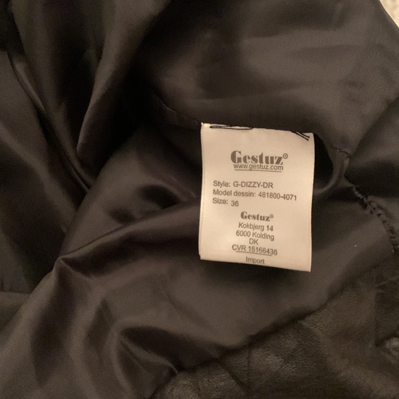 Gestuz dress Scandinavian faux leather deep plunge Eu size 36 US small - Picture 10 of 11